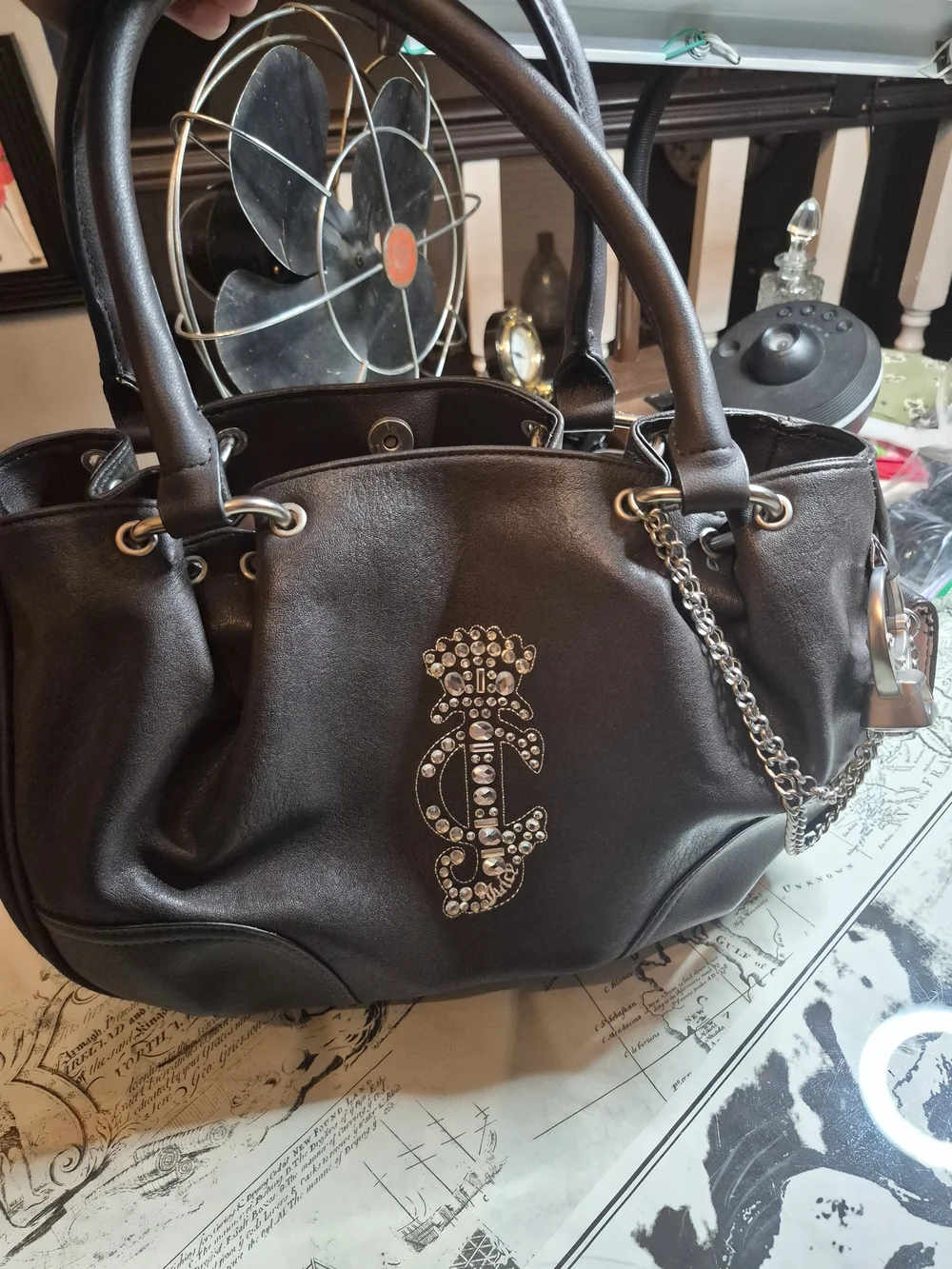 Juicy Couture Black Studded Logo Hobo Bag